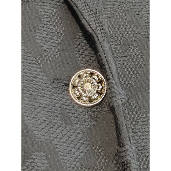 Per-Se Blazer Jacket Single Button Notch Textured Front Pockets Black Womens 2 - Picture 8 of 9